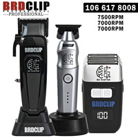 BRDCLIP 106 617 8008 Professional Zinc Alloy Body DLC Blade Oil Head Electric Cordless Clipper Men's Hair Clipper Trimmer Shaver