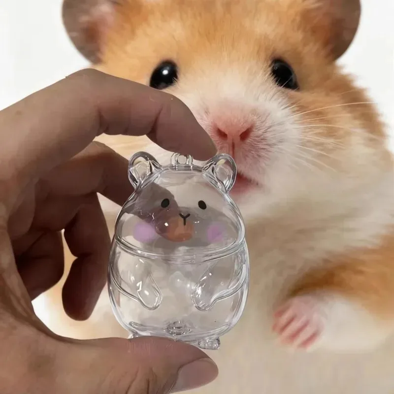 1/2Pcs Transparent Hamster Fur Hair Keepsake Keychains Pet Hair Storage Container Adorable Blusher Pet Lovers Memorial Keyrings