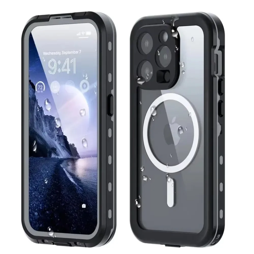 Coque de téléphone magnétique étanche IP68 pour la natation et la plongée, coque de protection sous-marine pour iPhone 16, 15, 14 Plus, 13 Pro Max, nouveau