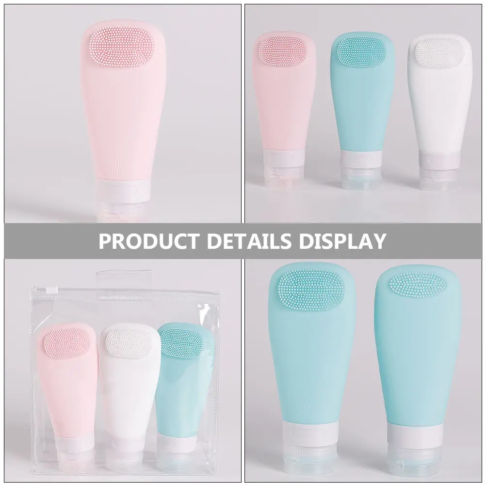 

3Pcs Travel Bottle Set Silicone Refillable Lotion Shampoo Bottles Portable Leakproof Sub Bottles for Vacation Camping Outdoor