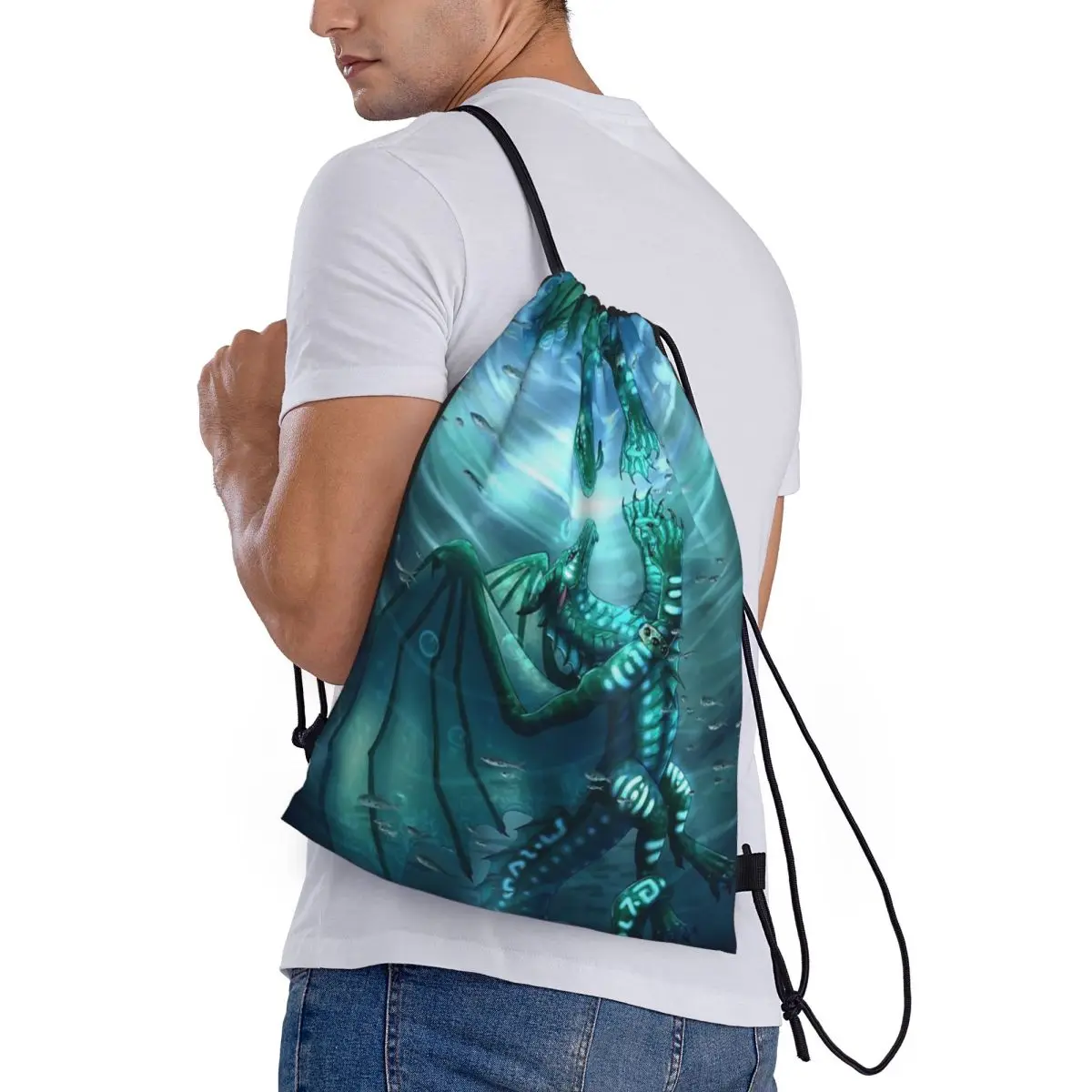 Benutzer definierte Name wasserdichte Outdoor-Strand Schwimmen Sport Kordel zug Rucksack Flügel ergründen und Schildkröte Veranstalter Fitness studio Aufbewahrung tasche