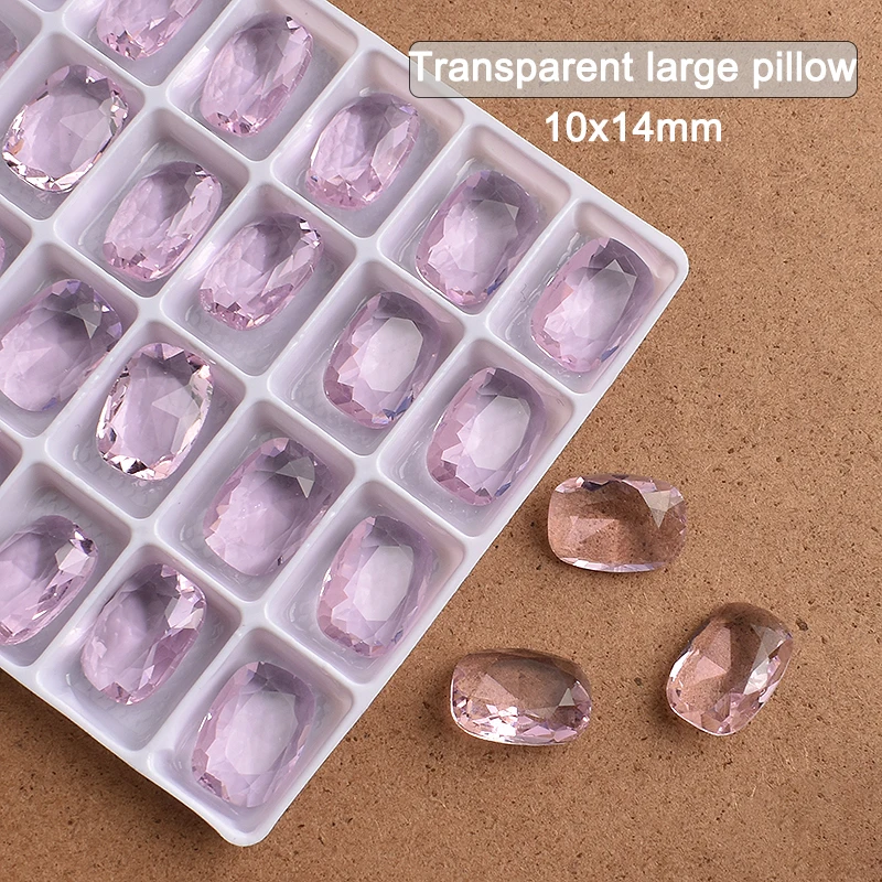 10x14mm Large Pointed Bottom Transparent Pillow Nail Art Rhinestone K9 Glass Oval 3D Fingernail DIY Accessories 20/50PCS