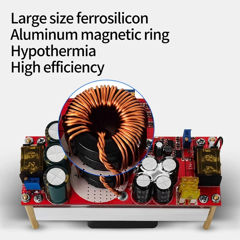1500W DC-DC Booster Tech 30A Réglable Tension Constante Et Courant Panneau D'alimentation De Véhicule Électrique + Ventilateur 12-48V À 24-72V
