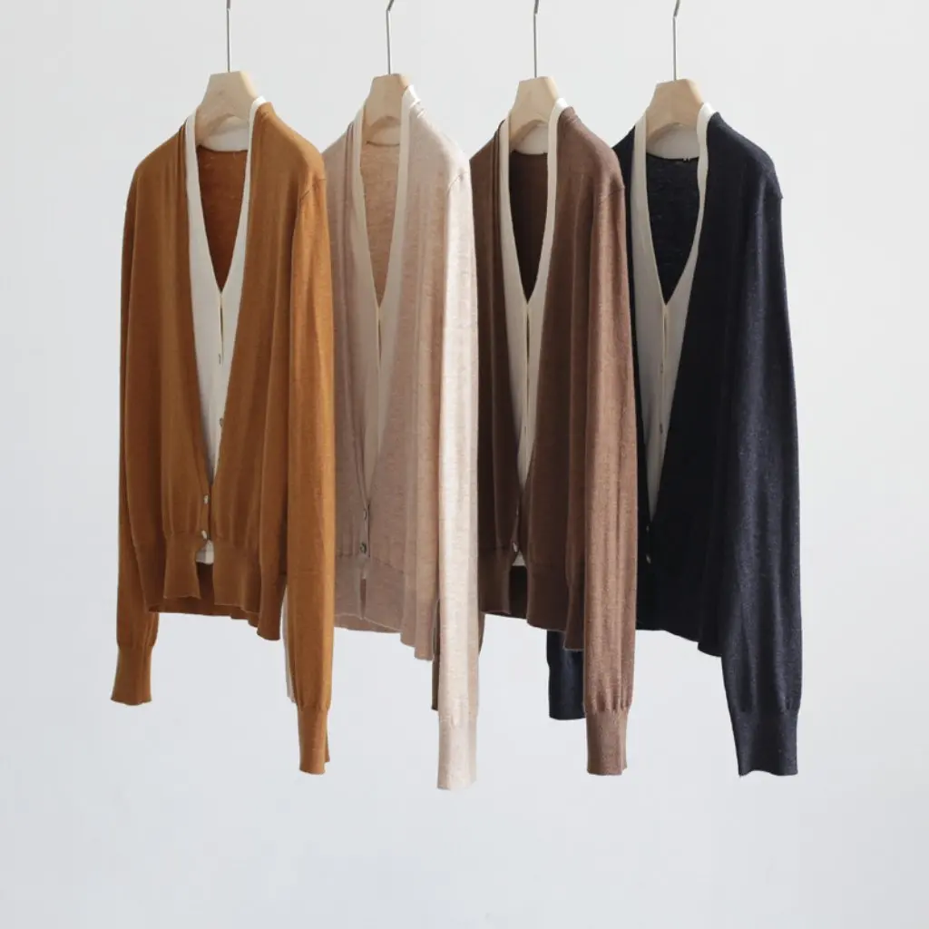 

Модный осенне-зимний свитер с v-образным вырезом для женщин, многослойный топ с длинными рукавами, женский стиль, искусственный двухсекционный вид