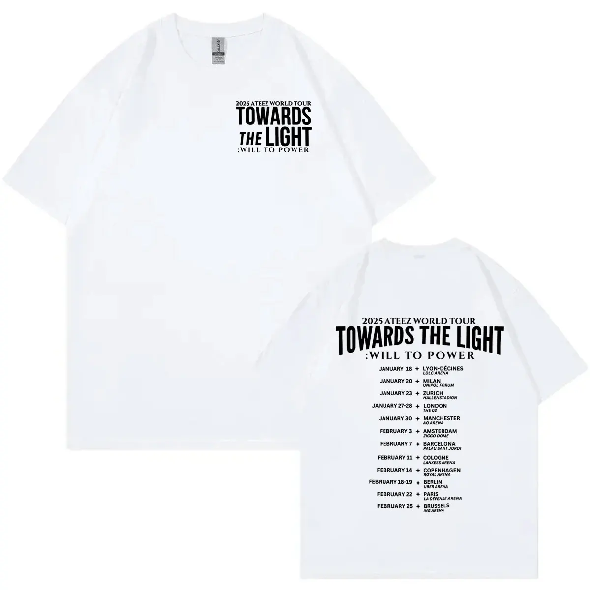 Kpop Ateez Towards The Light World Tour 2025 T Shirt Fashion Hip Hop Short Sleeve T-shirt Men's Women's Casual Comfort T-shirts