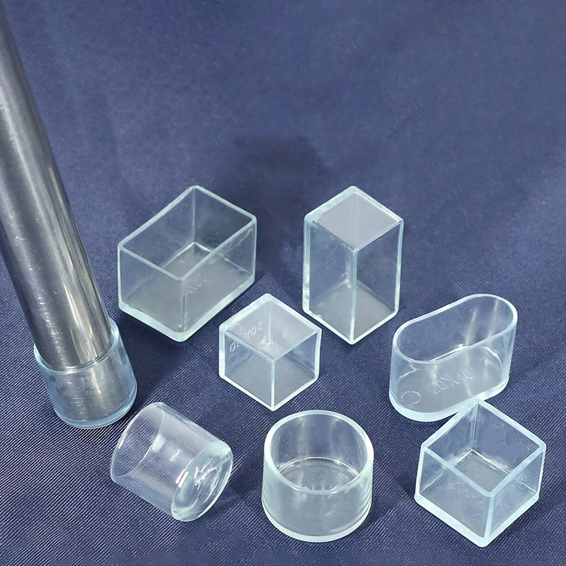 1-8Pcs PVC Chair Leg Socks Transparent Table Floor Feet Cover Protector Pads Furniture Square/round Pipe Hole Plugs Home Decor
