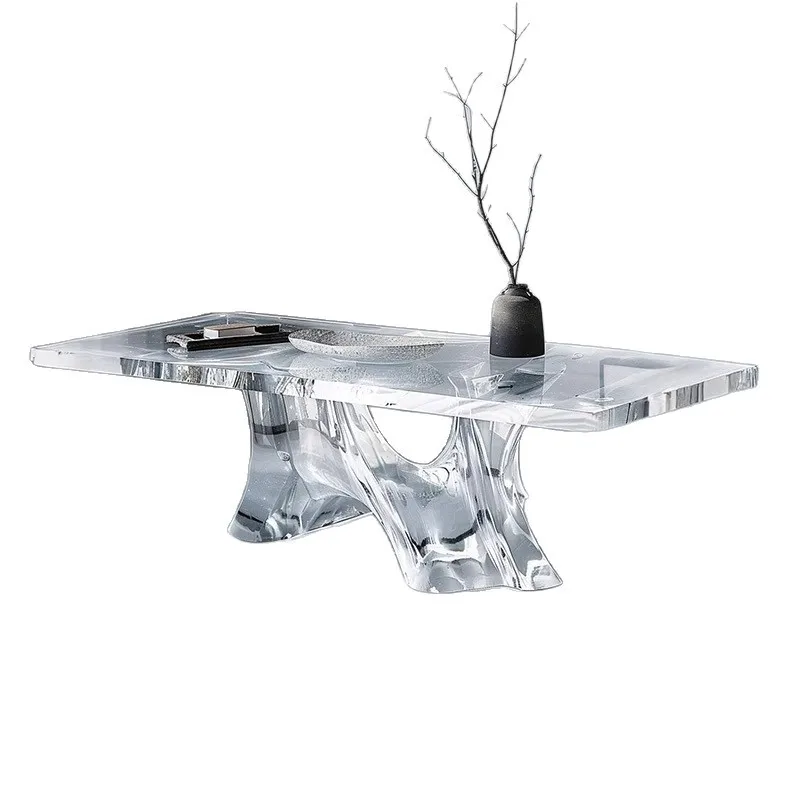 

Light luxury dream crystal tea table chair designer transparent resin high-end villa dining table