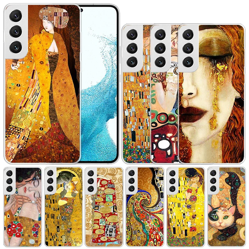 Kiss by Gustav Klimt Desig Soft Cover for Samsung Galaxy S23 S22 S21 Ultra S20 FE S10 Plus Print Phone Case S10E S9 S8 + Pattern