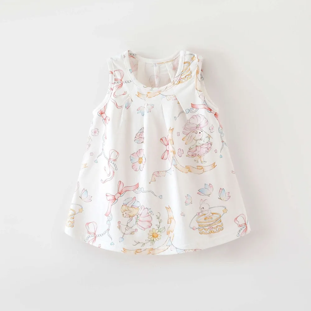 Baby Girl Summer Dress Thin Design Cute Princess Dress for Girls in Summer High-quality Bamboo Cotton Sleeveless Dress