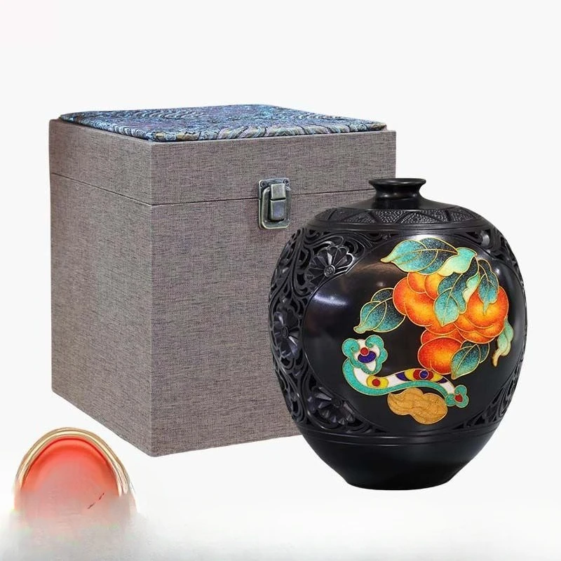 Black pottery handicrafts, flower pots, everything goes well, send friends a souvenir housewarming
