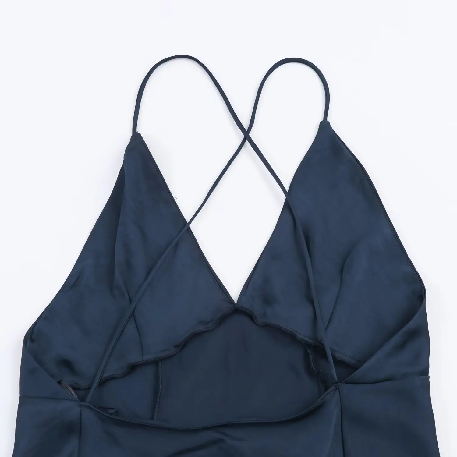 Abito lungo elegante da donna in raso nuovo estivo moda femminile abito sexy con scollo a V senza schienale abito da sera chic francese da donna