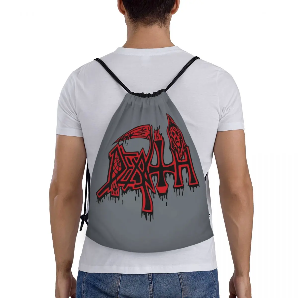 Death Band Drawstring Mochila, Ginásio Esportes, Resistente à água, Metal Music String Bags para Exercício