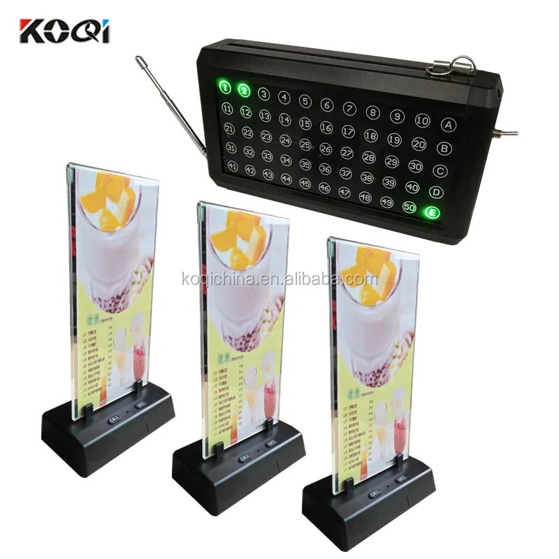 Table order button calling system display monitor with alarm bell K-G2 and menu holder