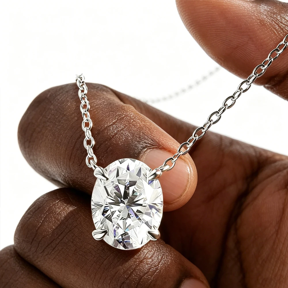 Serenity 1-3ct Oval Cut Moissanite Necklace for Women Birthday Gift Sparkling D Color Pendant S925 Sterling Silver Chain Jewelry
