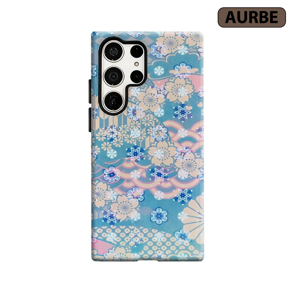 Aurbe Phone Case For Samsung Galaxy S26 S25 S24 S23 Ultra Plus HD Hard Snowy Florals Double Layer Film Cover
