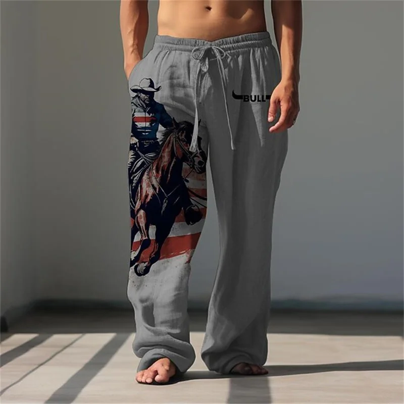 Herren-Freizeithose mit 3D-Linien-Print, entspannter Schnitt, weites Bein, lockeres Design mit Kordelzug für bequemes und atmungsaktives Tragen. – Detail 14