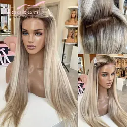 360 Ash Blonde Lace Front Wig Human Hair Transparent 13x6 HD Lace Frontal Wig 13x4 Highlight Straight Human Hair Wigs For Women