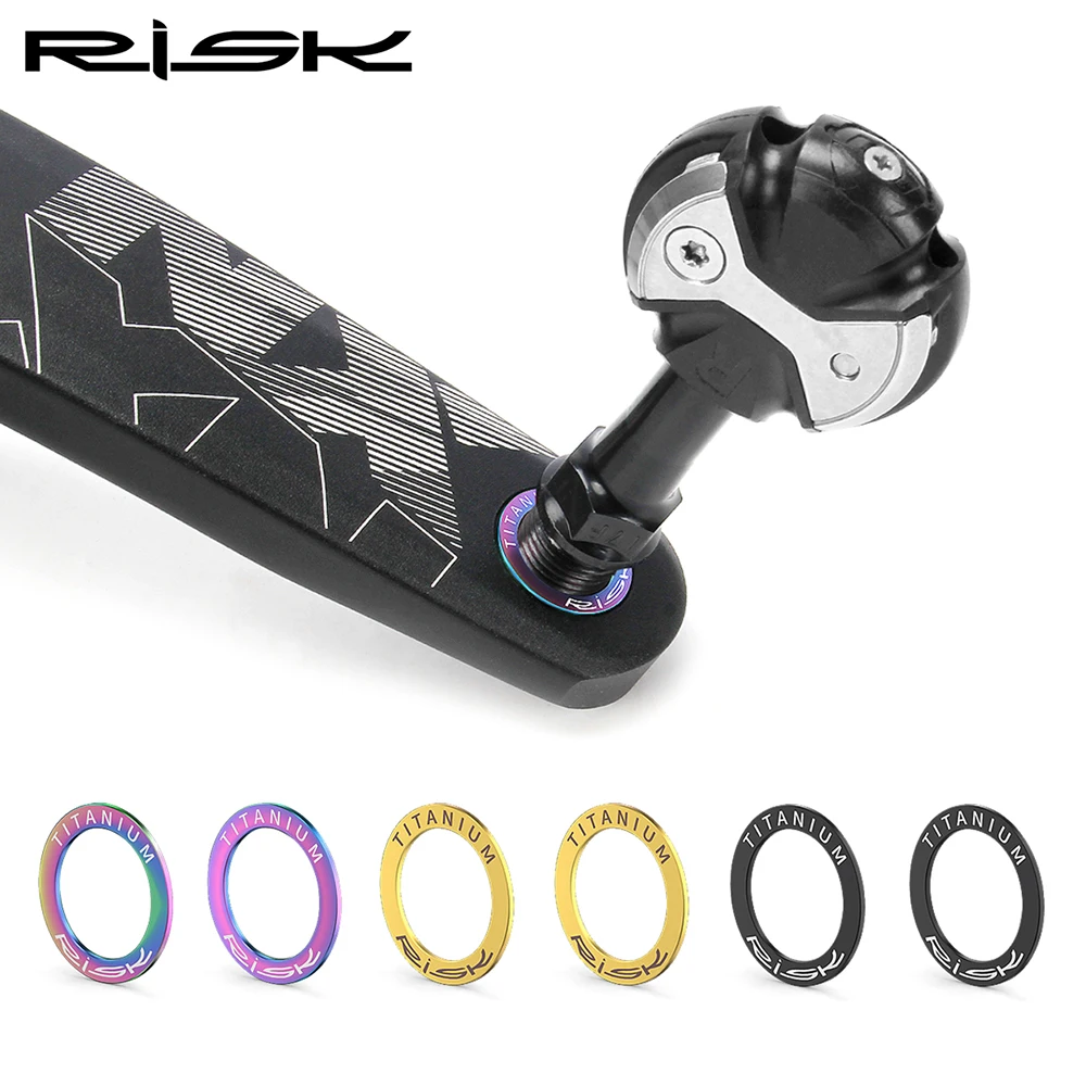 RISK Bicycle Pedal Spacer Crank Gasket Pedal Abnormal Sound Maintenance Ring washer MTB Bike Titanium Alloy Pedal Protection Pad