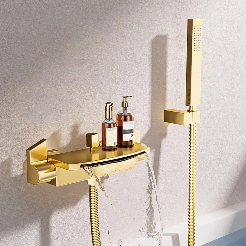 Modern Luxury Waterfall Bathtub Faucet Wall Mounted Bath Tub Shower Faucet for Brass Bathroom Faucets Hot Cold Water Mixer Taps