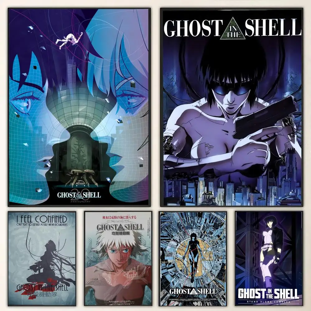 Manga Ghost In The Shell Painting Calligraphy Canvas Poster Wall Art for Living Room Bedroom Cafe Decor Gift