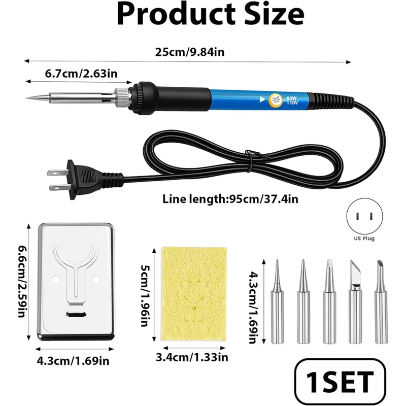 ABAE-Wood لمجموعة بيروغرافي، حديد قابل للتعديل لدرجة الحرارة بـ 6 درجات الحرارة مع 5 أطراف وإسفنجة، لأداة حرق الخشب للحرف الفنية DIY US Pl