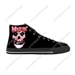 Hot Mismits Skull Skeletton Horror Rock Band Musik Casual Stoff Schuhe Ober hohe Hochhochschuh 3D -Druck Herren Tennis 12 Hauptverkaufssneaker Schädel - №6