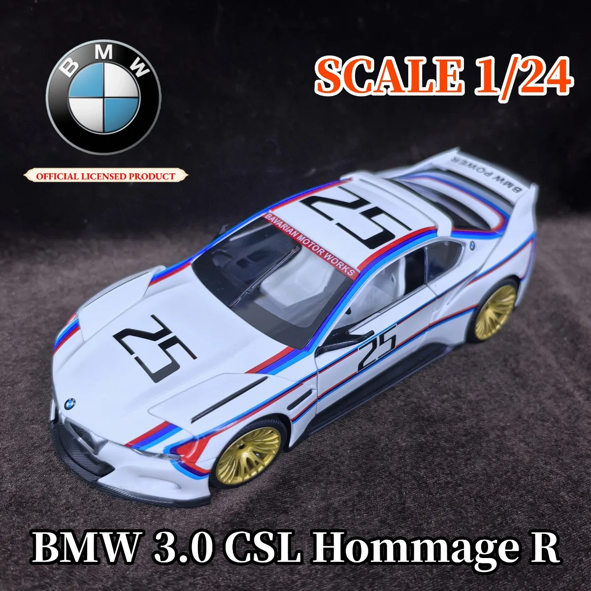 

Limited 1:24 Scale BMW 3.0 CSL Hommage R Car Model, Luxury Vehicle Miniature Replica Figure Kid Xmas Gift Toy