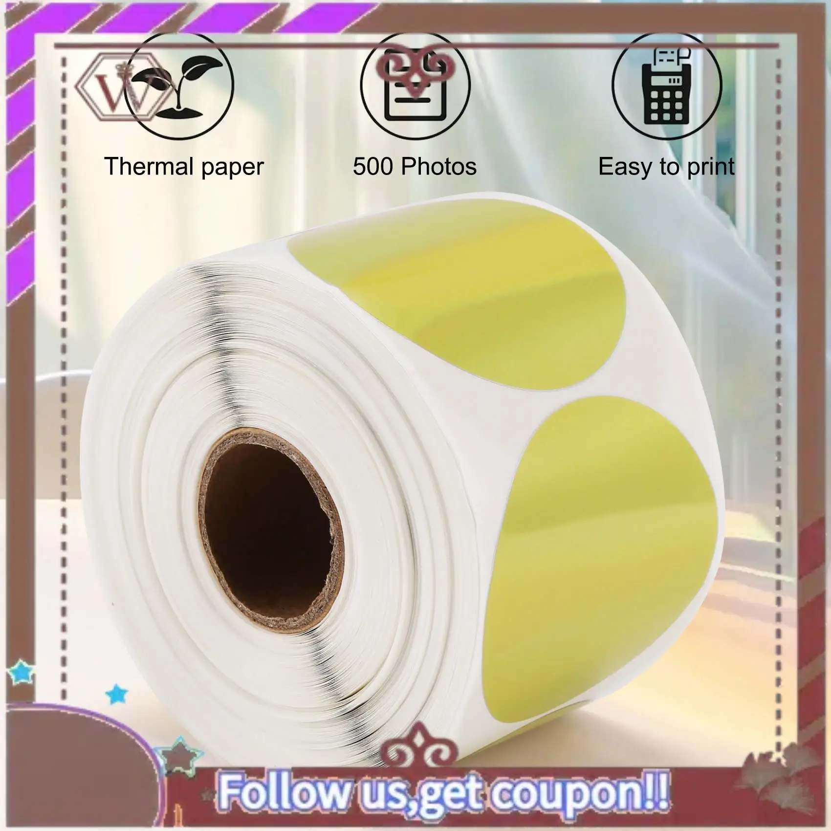 Latest 500 Pcs Gold Laser Stickers Label Printer Stickers Portable Printer Thermal Label Waterproof Stickers