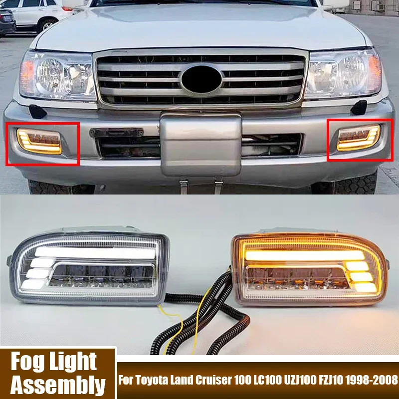 High Quality Car LED Fog Lamps DRL For Toyota Land Cruiser 100 LC100 UZJ100 FZJ10 1998-2008 Car Accessories Fog Light Assembly