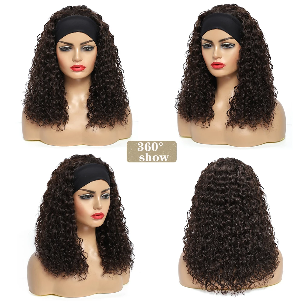 Synthetic Headband Wig For Black Women Kinky Curly Medium Length 18\