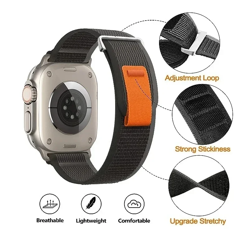 حزام حلقة درب للساعة ، الفرقة ، 49 ، 44 تفاحة ، 40 ، 45 ، 41 ، 38 ، 42 ، 46 ، سوار كورا ، iWatch Ultra Series 10 ، 9 ، 8 ، SE ، 7 ، 6 ، 4