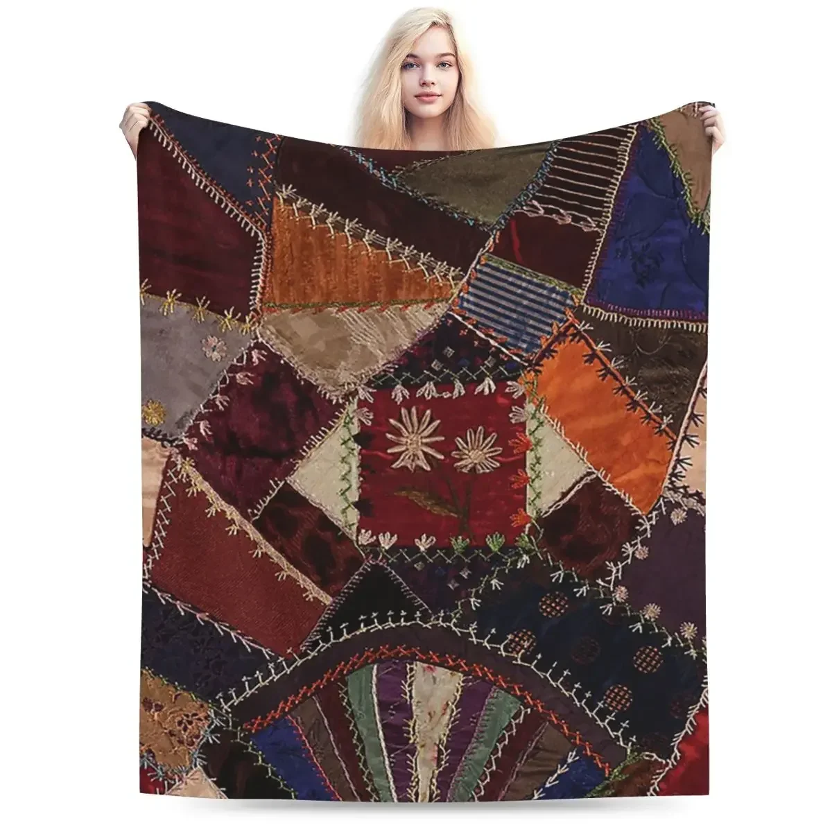 Vintage Bohemian Quilt Blankets Soft Warm Flannel Throw Blanket Cover for Bed Living room Picnic Travel Home Couch