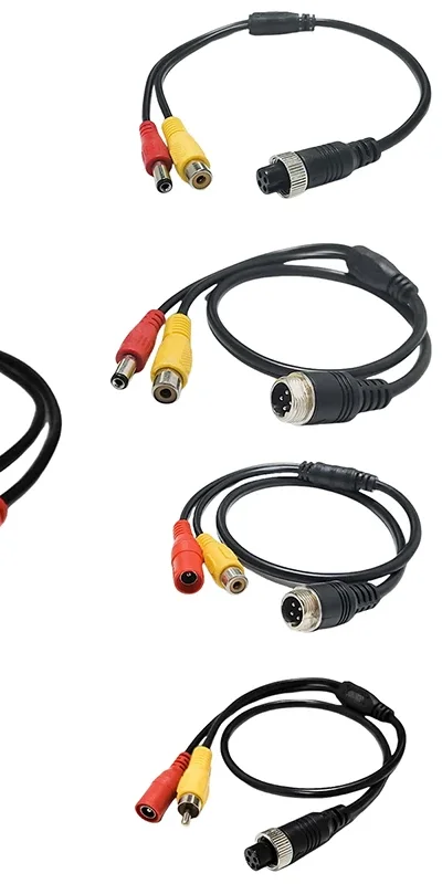 1 Piece RCA AV & DC Power Converter Cable 4Pin Aviation Male To Female Adapter For Car Rear Camera Monitor DIY Accessories