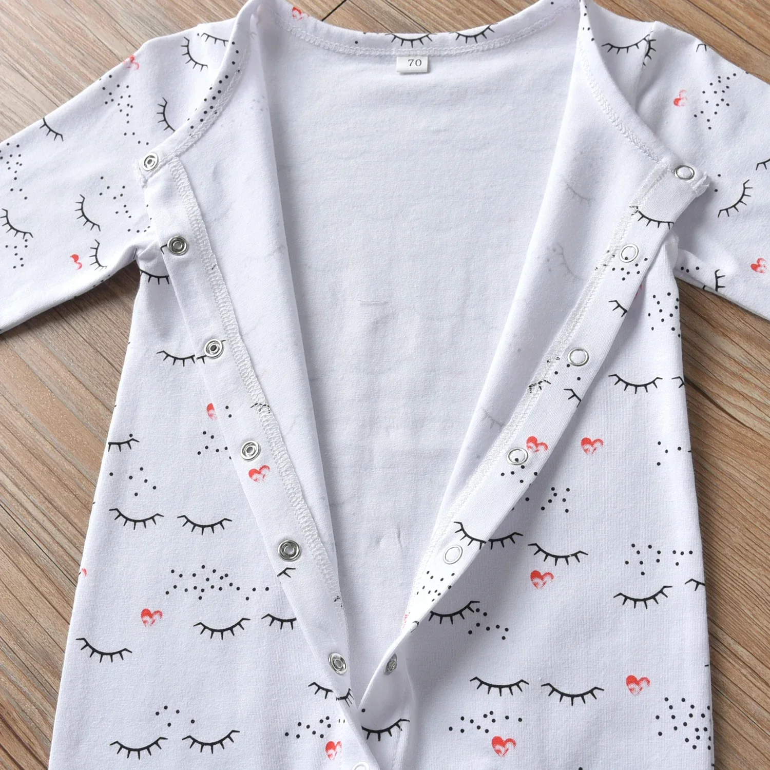 Newborn infant Baby Girl Clothes Printed Long Sleeve Snap Romper Jumpsuit Come with Headband Toddler Girl Spring Autumn Clothing