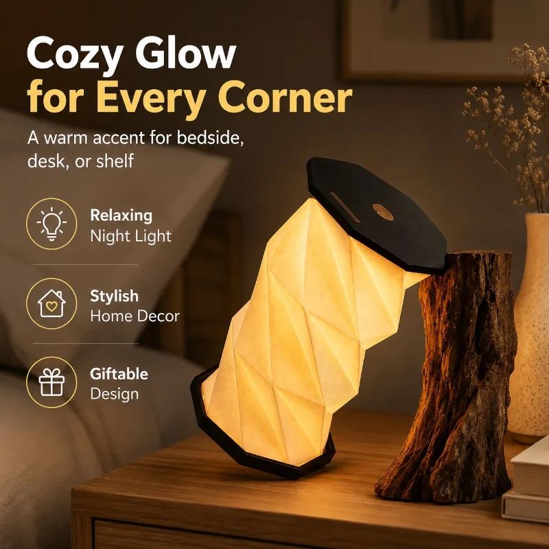

Foldable Rotatable ABS LED Night Light Retro European American Style Creative Decorative Lamp Perfect for Bedroom Ornament
