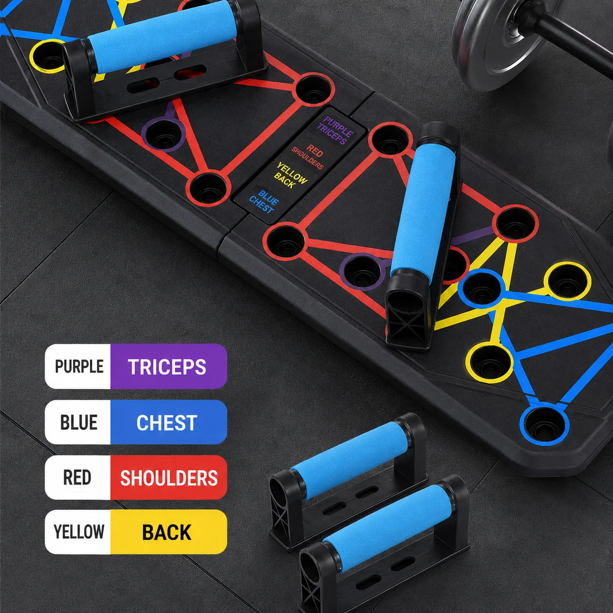 15-in-1 Foldable Push Up Board Set with Handles, Anti-Slip Pads & Storage Bag, Home Gym Chest Arm Back Workout Equipment
