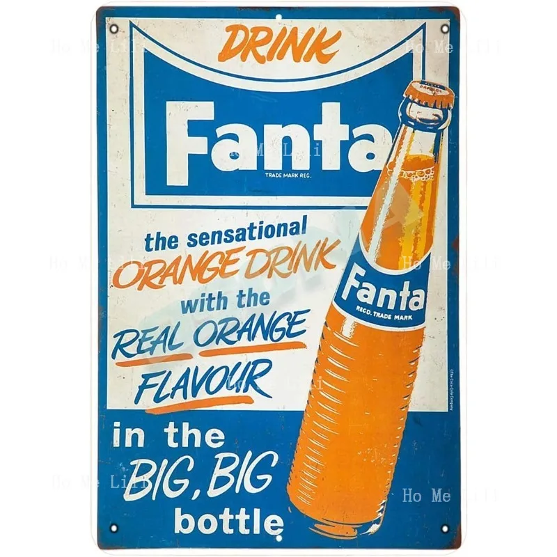 Osona Drink Fanta The Orange Retro nostálgico tradicional Color oxidado Logotipo de estaño publicidad impresionante decoración de pared letrero de Metal