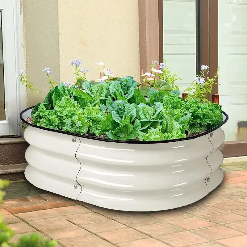 Raised Bed Kit Galvanized Planter Raised Boxes, Outdoor Oval Large Metal Raised Garden Beds Vegetables,raised Garden Bed