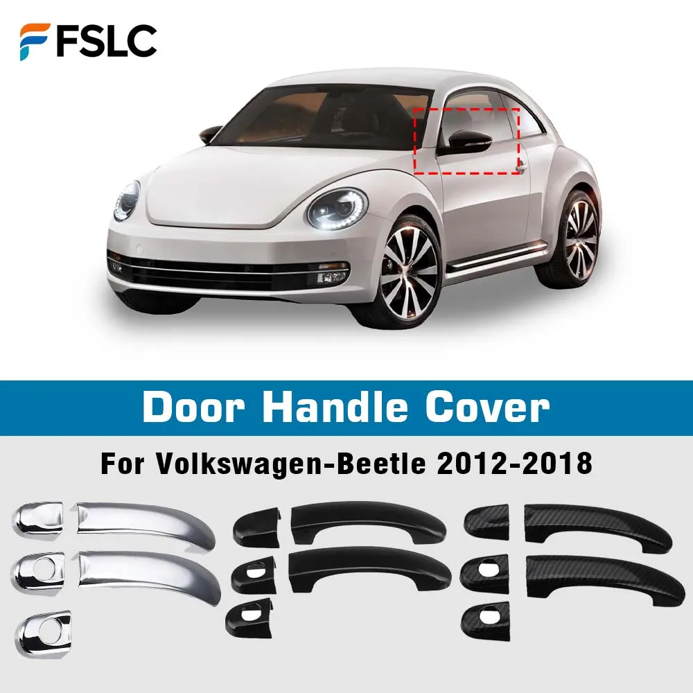 

Car Decoration Door Handle Cover For Volkswagen-Beetle 2012-2018 Carbon Fiber Chrome Silver Glossy Black Accessories Styling