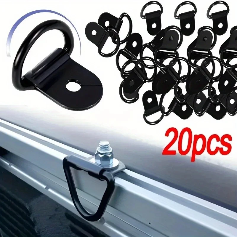 10/20/40/60Pcs Stainless Steel D Shape Pull Hook Tie Down Anchor Ring For Truck Trailer RV Boat Cargo Accessories
