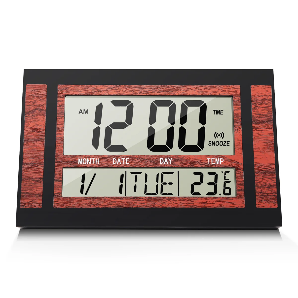 B74A Digital Wall Clock LCD Large Number Time Temperature Calendar Alarm Table Desk Clock Modern Design Office Home Black