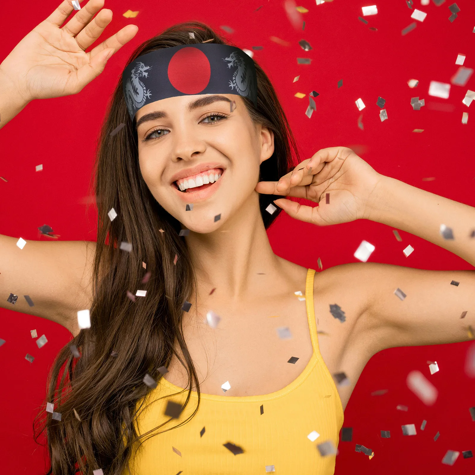 

Japanese Samurai Headband Stylish Wide Polyester Workout Headband for Sports Running Yoga Cooking Karate Training Fitness