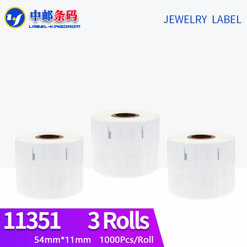Dymo Generic 11351 Jewelry Label Sticker, 54mm x 11mm, 1000Pcs pour LW450Turbo Printer, 3 Rouleaux