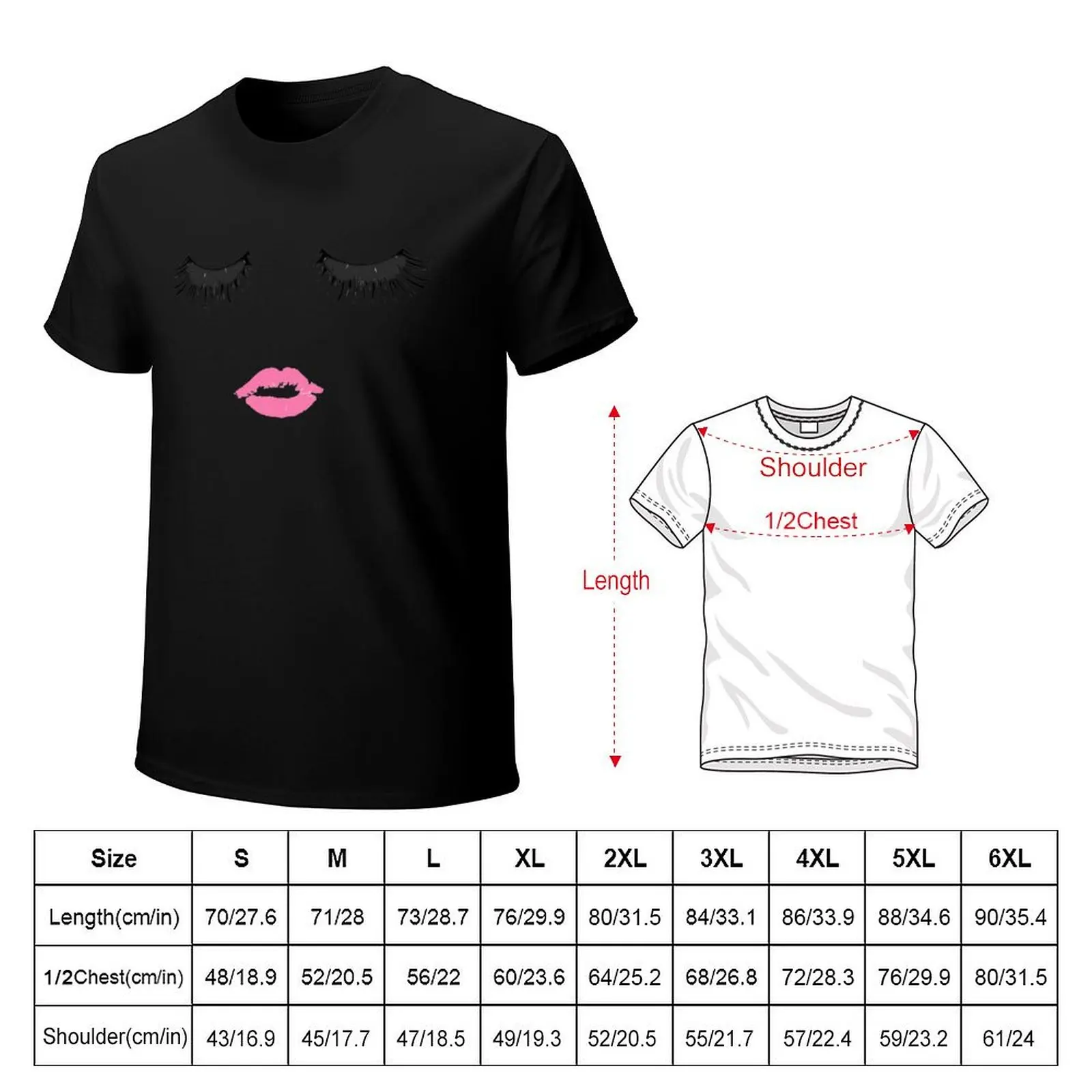 Style Eyelash Tee Lips Lashes T-Shirt baggy shirts vintage clothes shirts graphic tee Short sleeve tee men