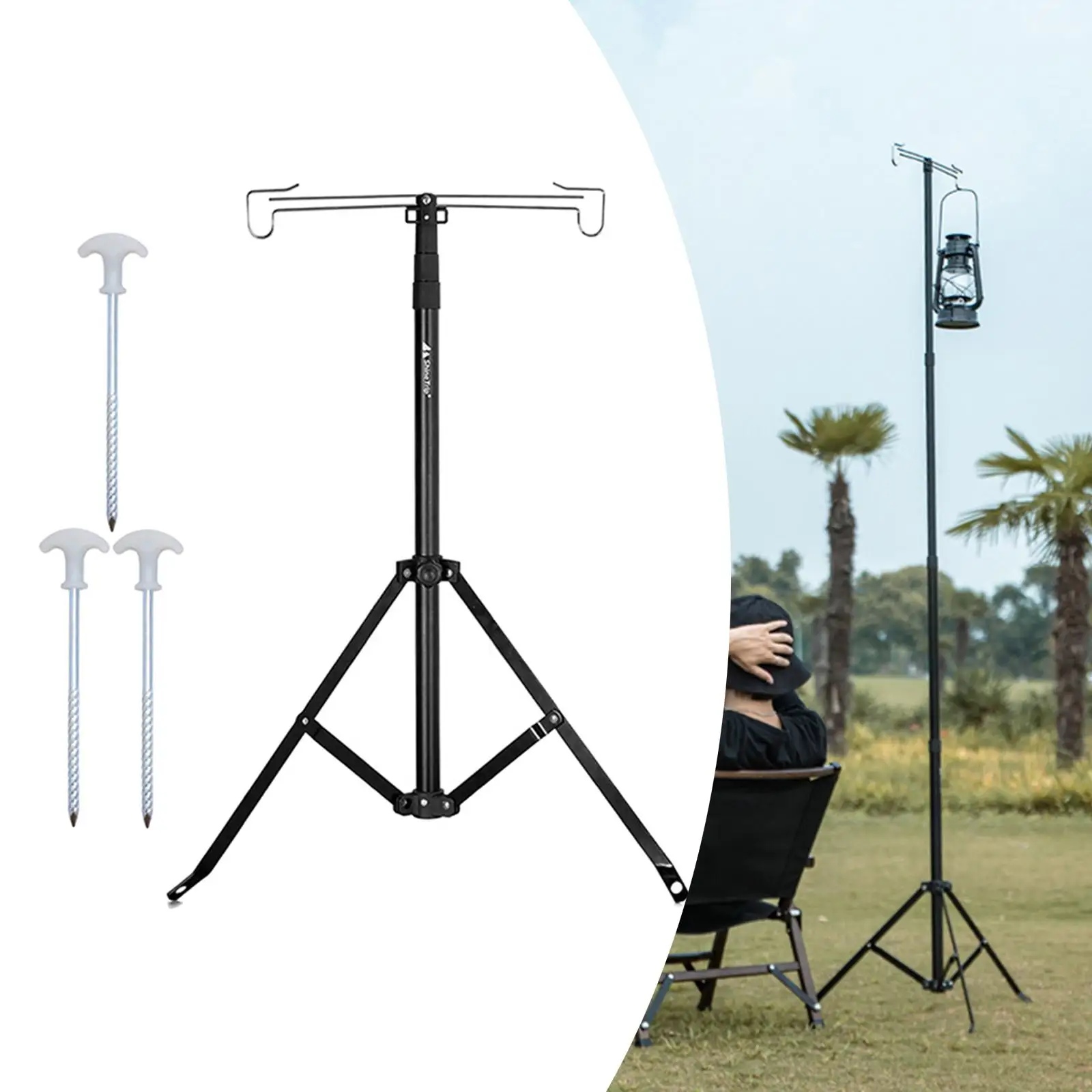 Camping Lantern Post Camping Pole Hanger Outdoor for Outside Picnic Barbecue