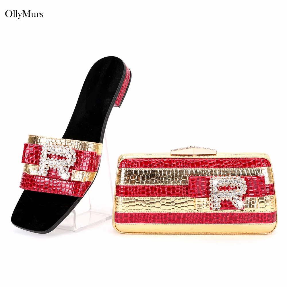 

Последние летние элегантные женские свадебные модельные туфли и комплект сумок в африканском стиле, украшенные стразами, туфли на низком каблуке и сумка