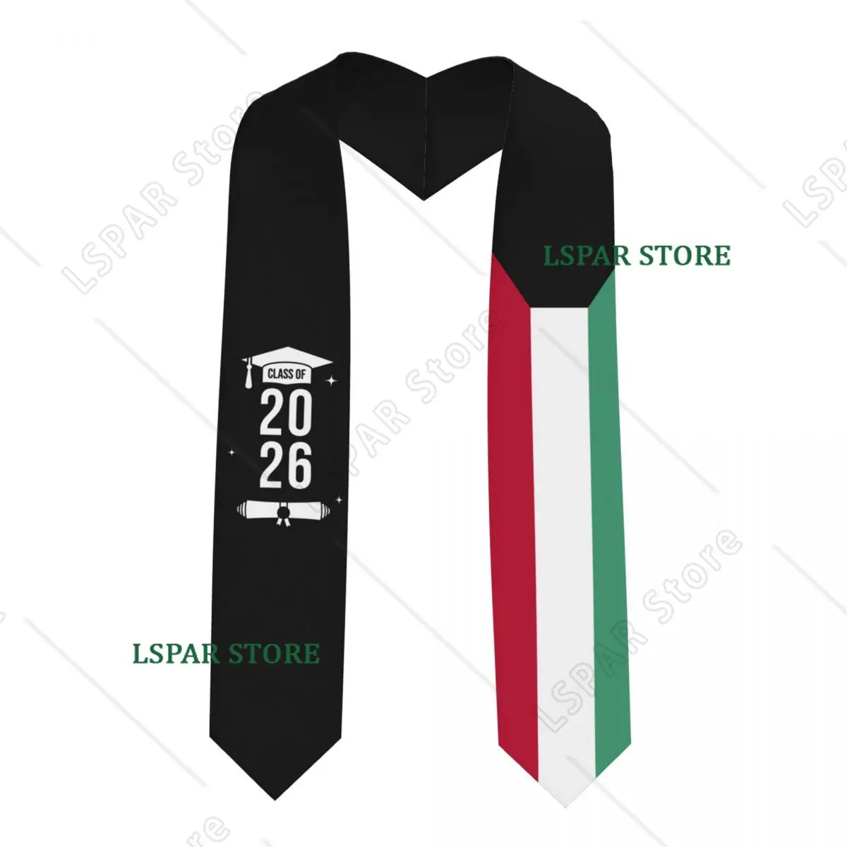 

Class Of 2026 Kuwait Flag Graduation Stole Sash Scarf For International Students Proud 183CM Long