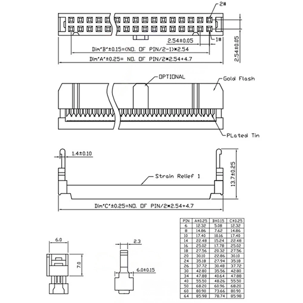 5 قطعة FC 2.54 مللي متر الملعب أنثى IDC المقبس رأس 6 8 10 14 16 20 26 30 34 40 50 64 دبوس كابلات الموصلات