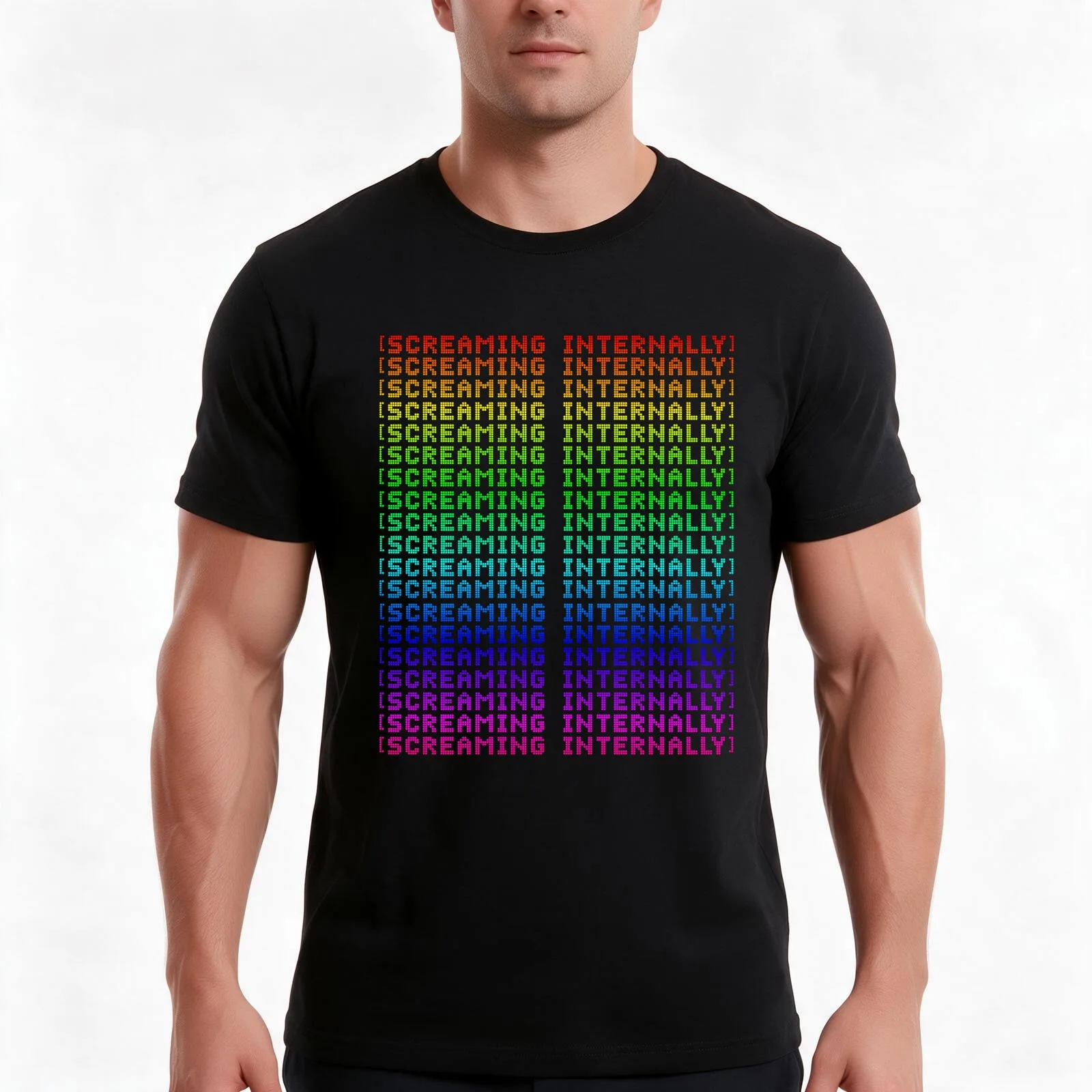 Screaming Internally Meme T-Shirt, Summer Casual Cotton Tee, Oversized Streetwear Tops, Vintage Graphic Print, Unisex Men Women