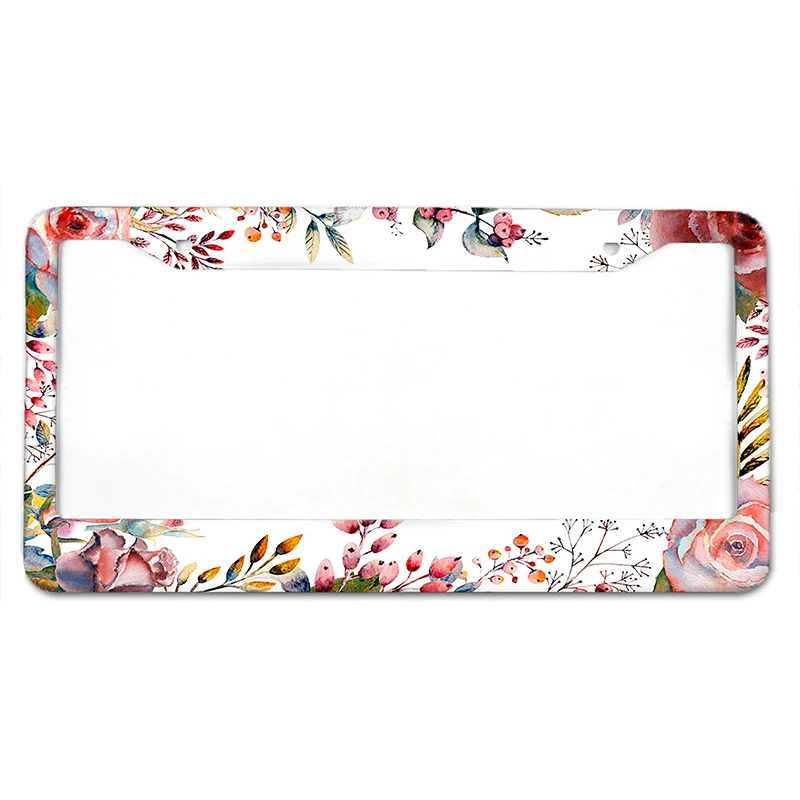 Beautiful Little Flower1 American Standard Aluminum Alloy Car License Plate Cover Car Accessories Waterproof License Plate Cover
